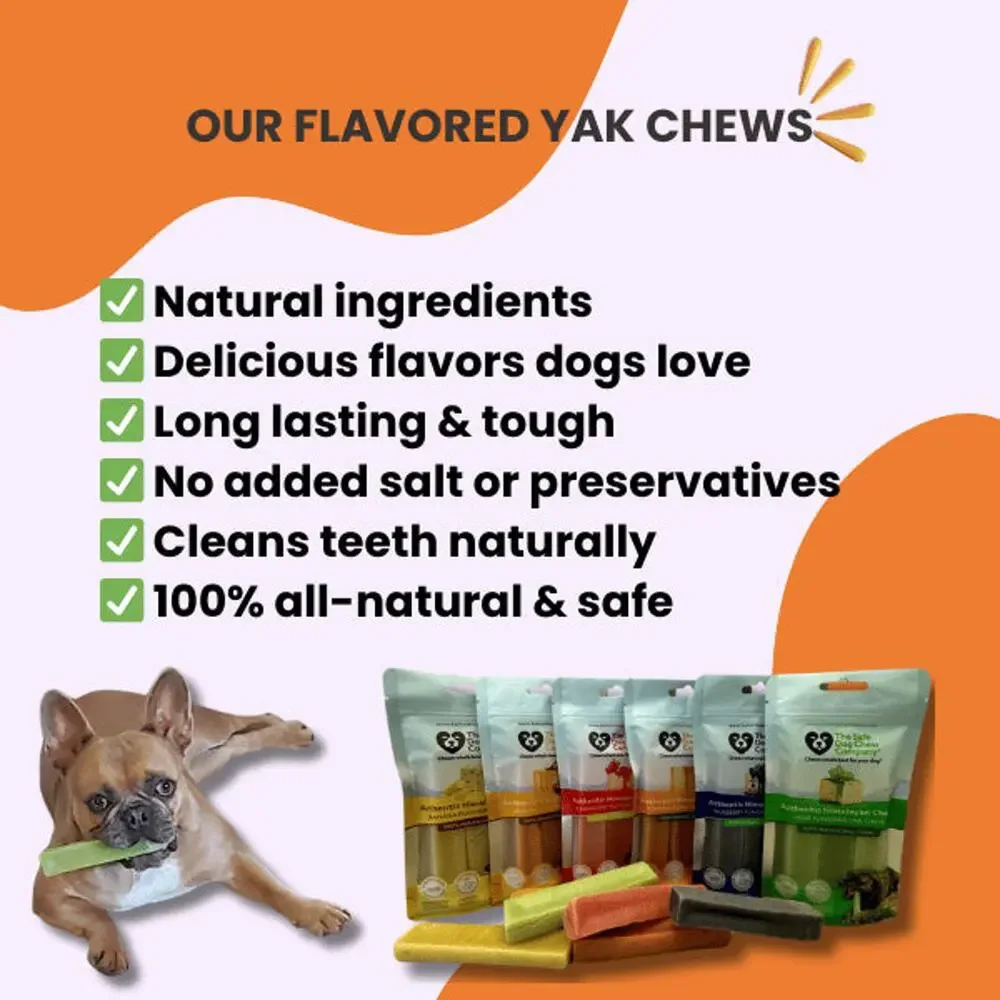 Yak Dog Chew Pack – 6 Flavor-Infused Sticks for SMALL DOGS <25 lb